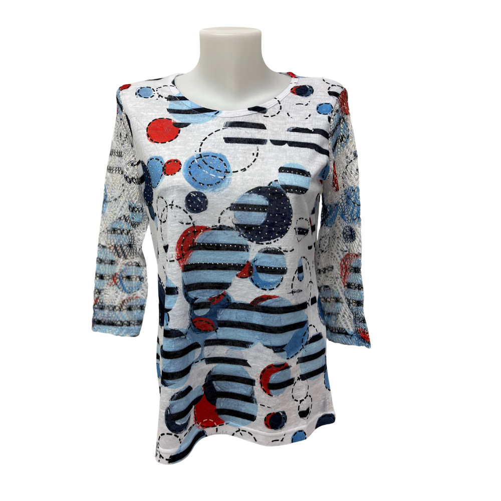 Moffi Top - Circles with Lace Sleeve