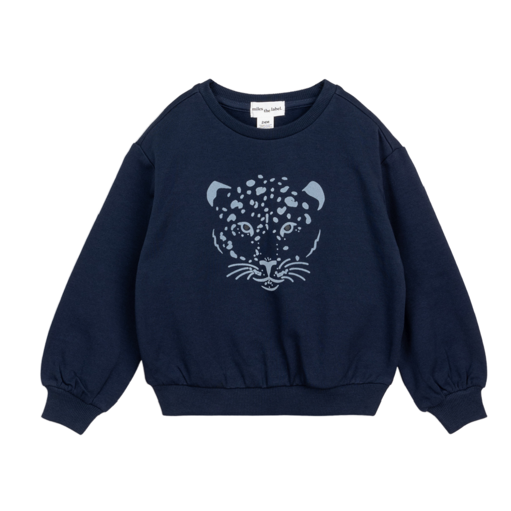 Miles Sweatshirt - Leopard on Navy - Battleford Boutique