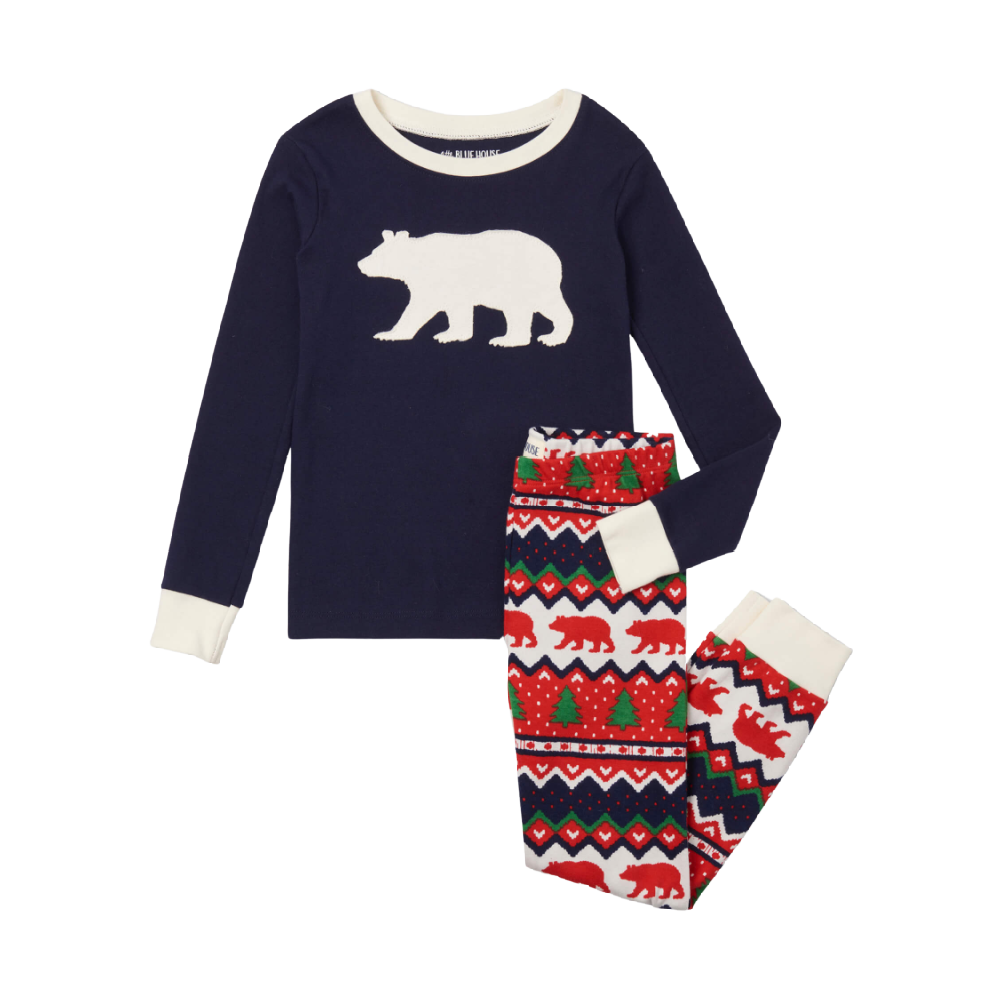 Cozy Grey Fleece Polar Bear Pajama Set
