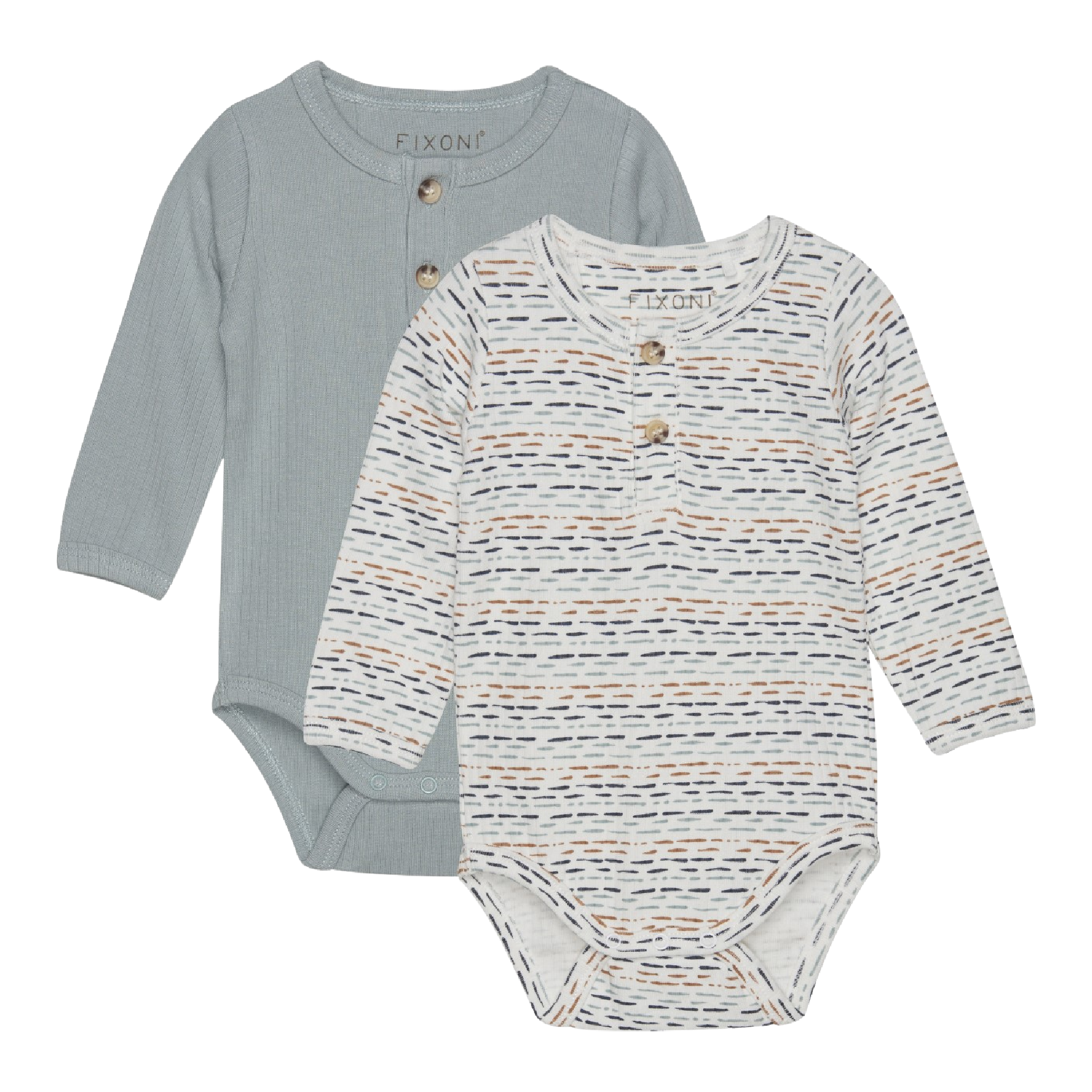 Fixoni bodysuit - Green or Egret/Stripes