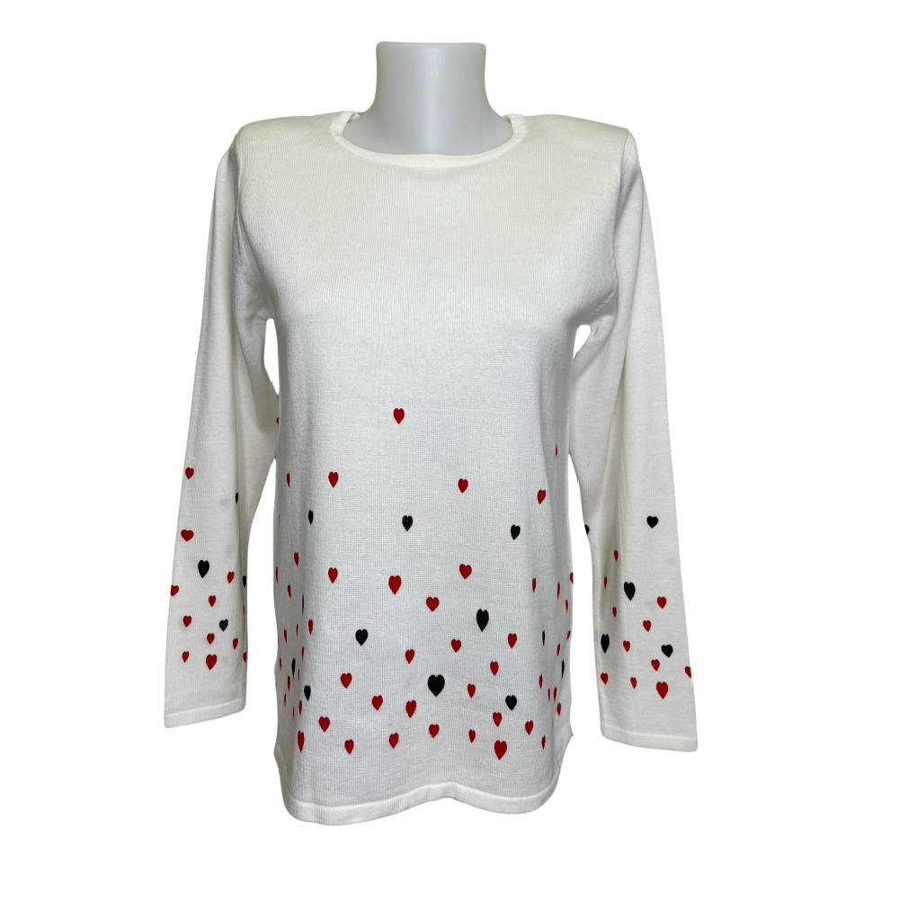 Moffi Off White Sweater with Hearts - Battleford Boutique