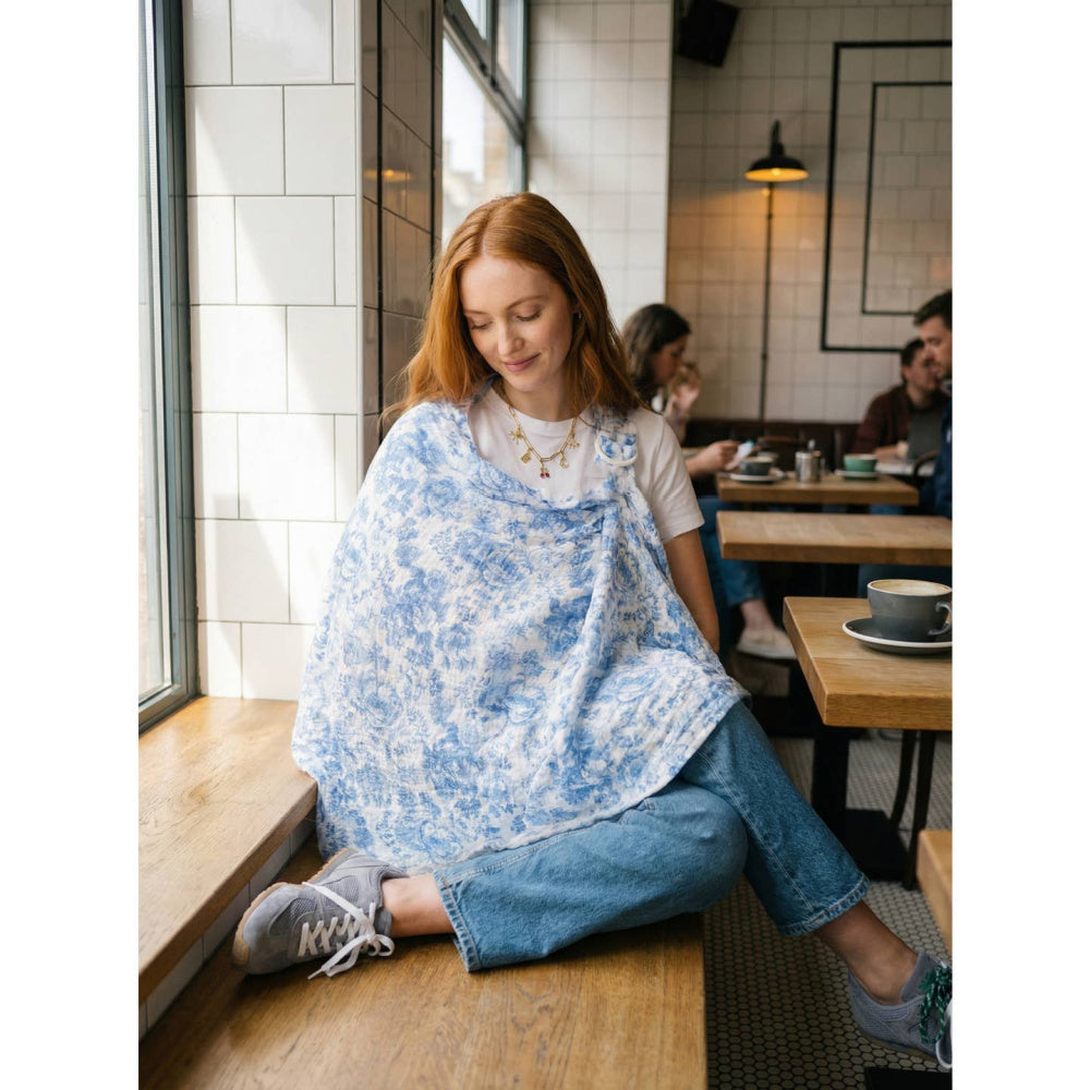 Blue Toile Itzy Breastfeeding Cover