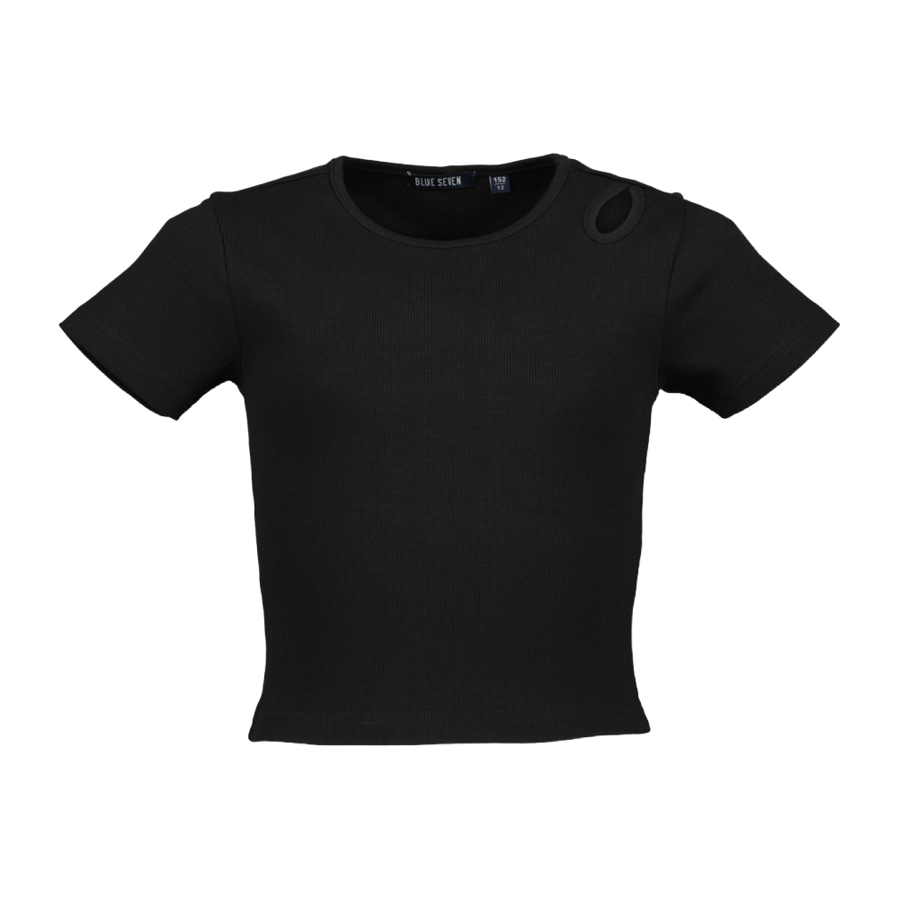 Blue 7 Ribbed Tee - Black