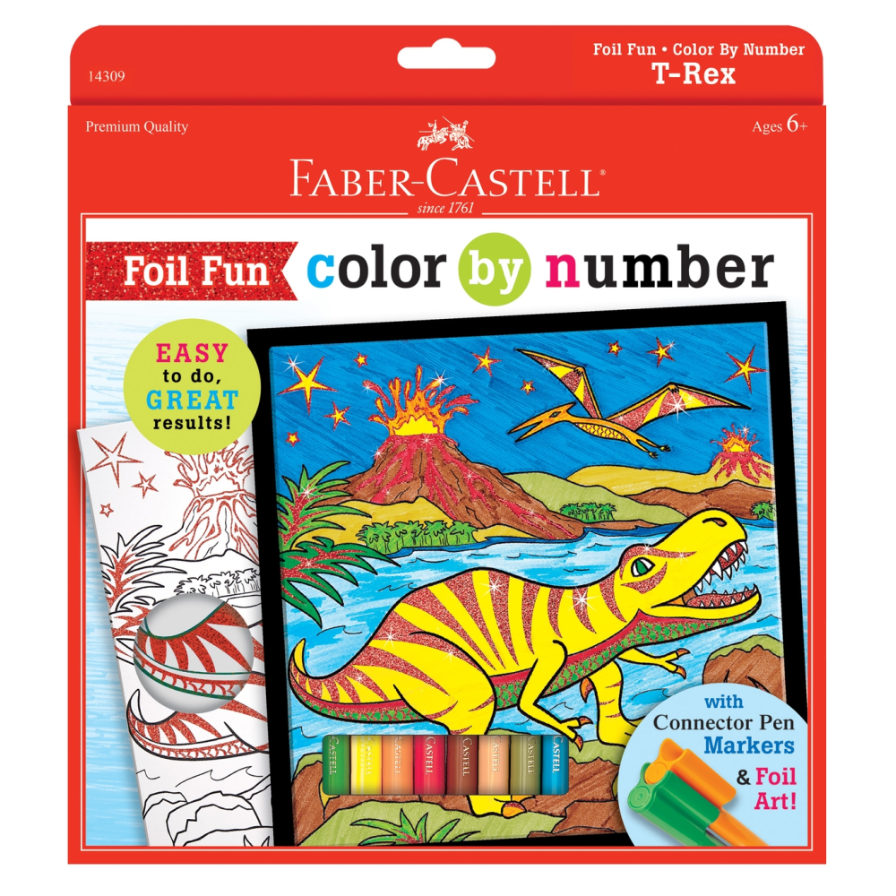 Faber Castell Marker Color By Number T-Rex Foil Fun Kit