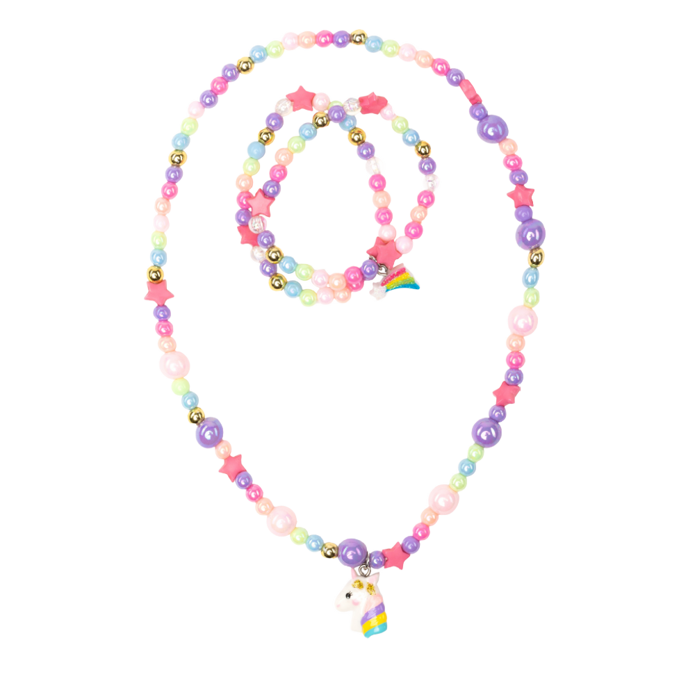 GP - Cheerful Starry Unicorn Necklace Bracelet Set