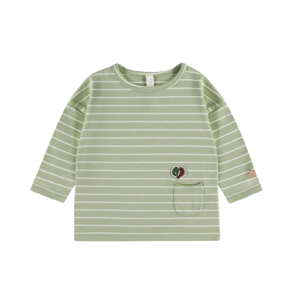 Mini Souris Top Green & Cream Stripes - Battleford Boutique