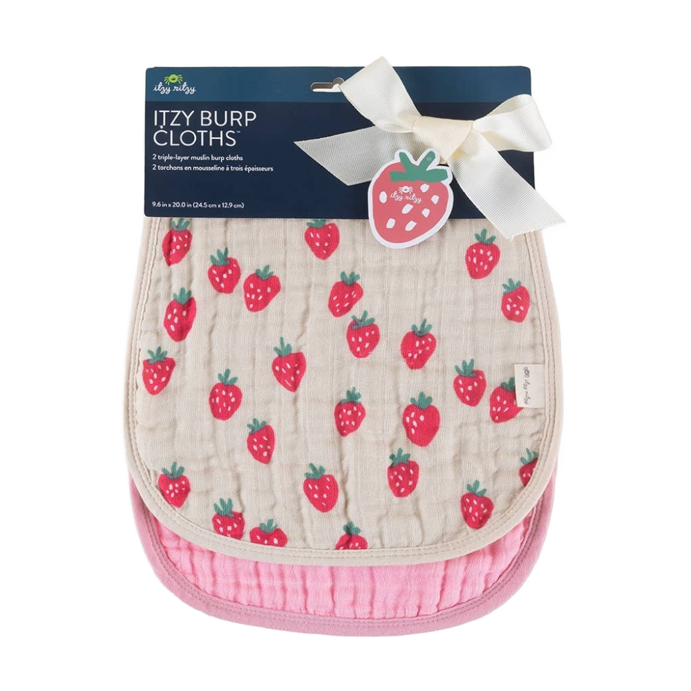 Itzy Burp Cloths- Strawberries + Cream