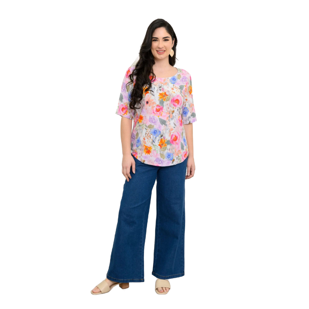 Blue Sky Liza Top - Pink Bloom