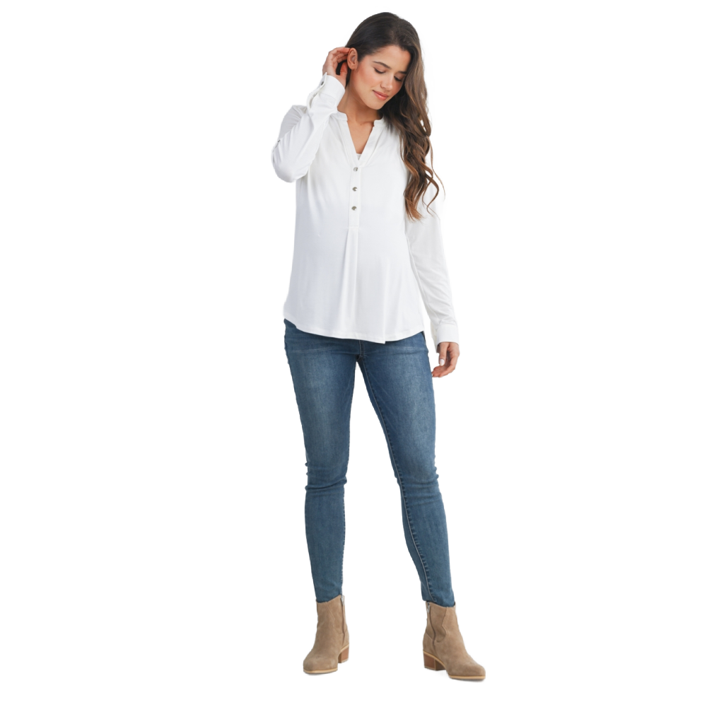 Hello Miz Henley Maternity Nursing Top - White