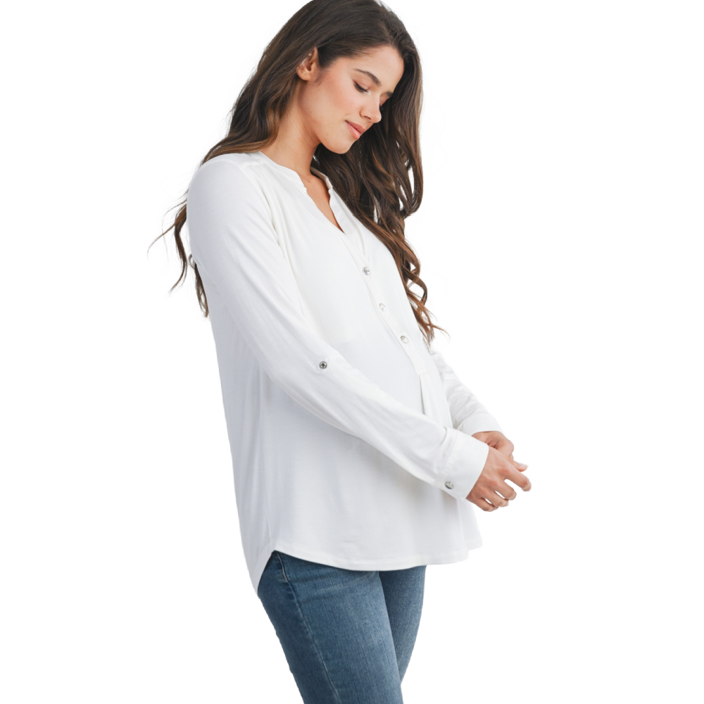 Hello Miz Henley Maternity Nursing Top - White