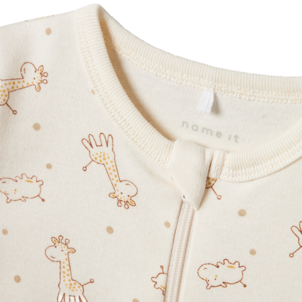 NI - Zip Up Romper Tan/Giraffe