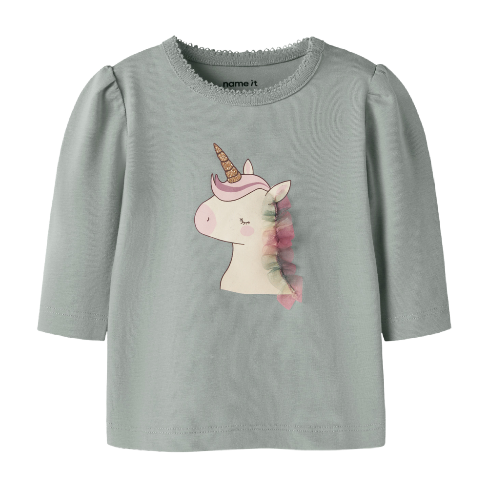 Name It Unicorn Shirt- Sage