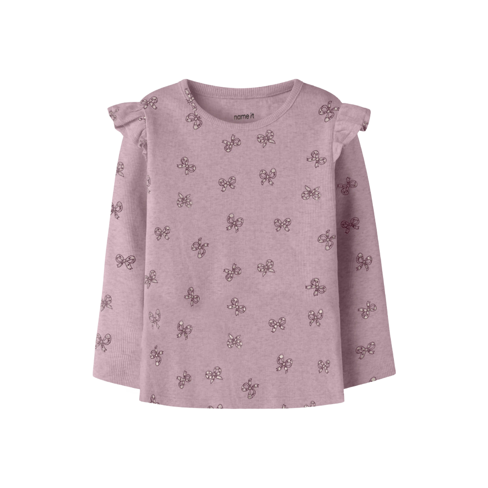 Name It Ribbed Bows Shirt - Mauve