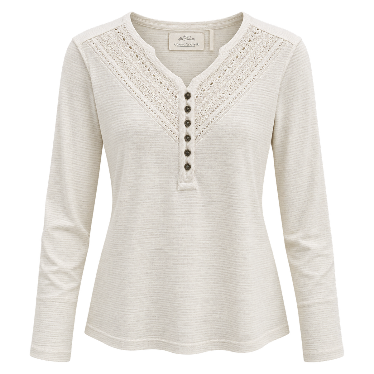 Old Ranch Ivycroft Henley Top - Whisper White