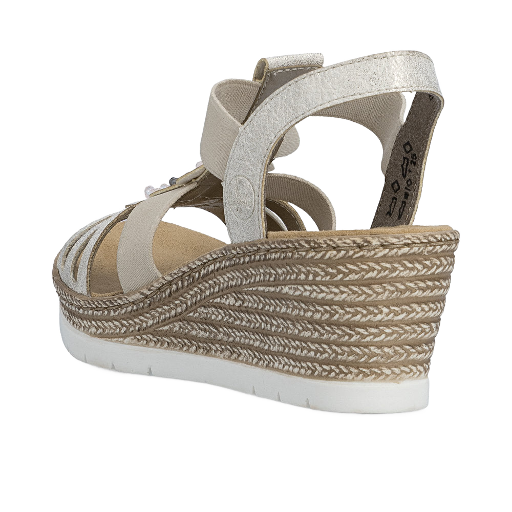 Rieker Wedge Sandals - Beige Gold