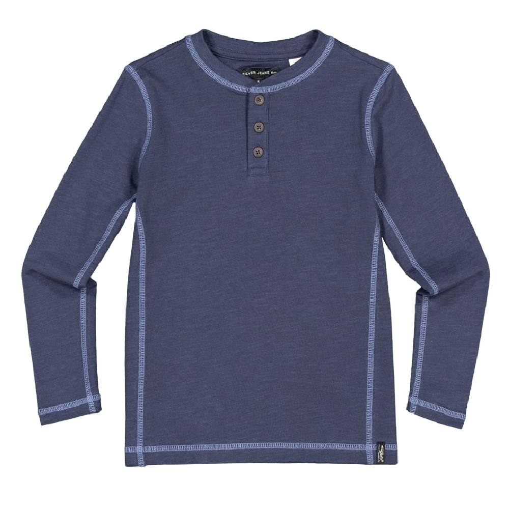 Silver Henley Top - Navy