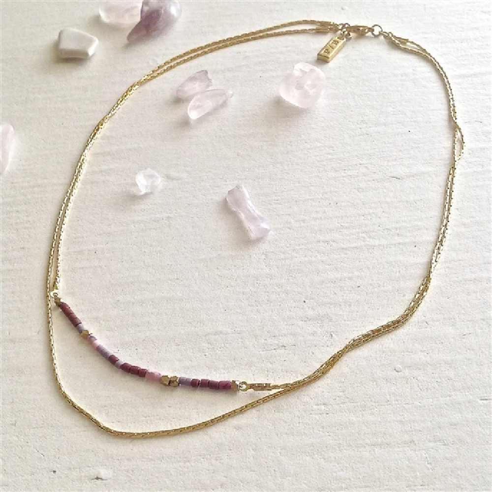Thomson Heishi Bead Double Strand Necklace - Lavender
