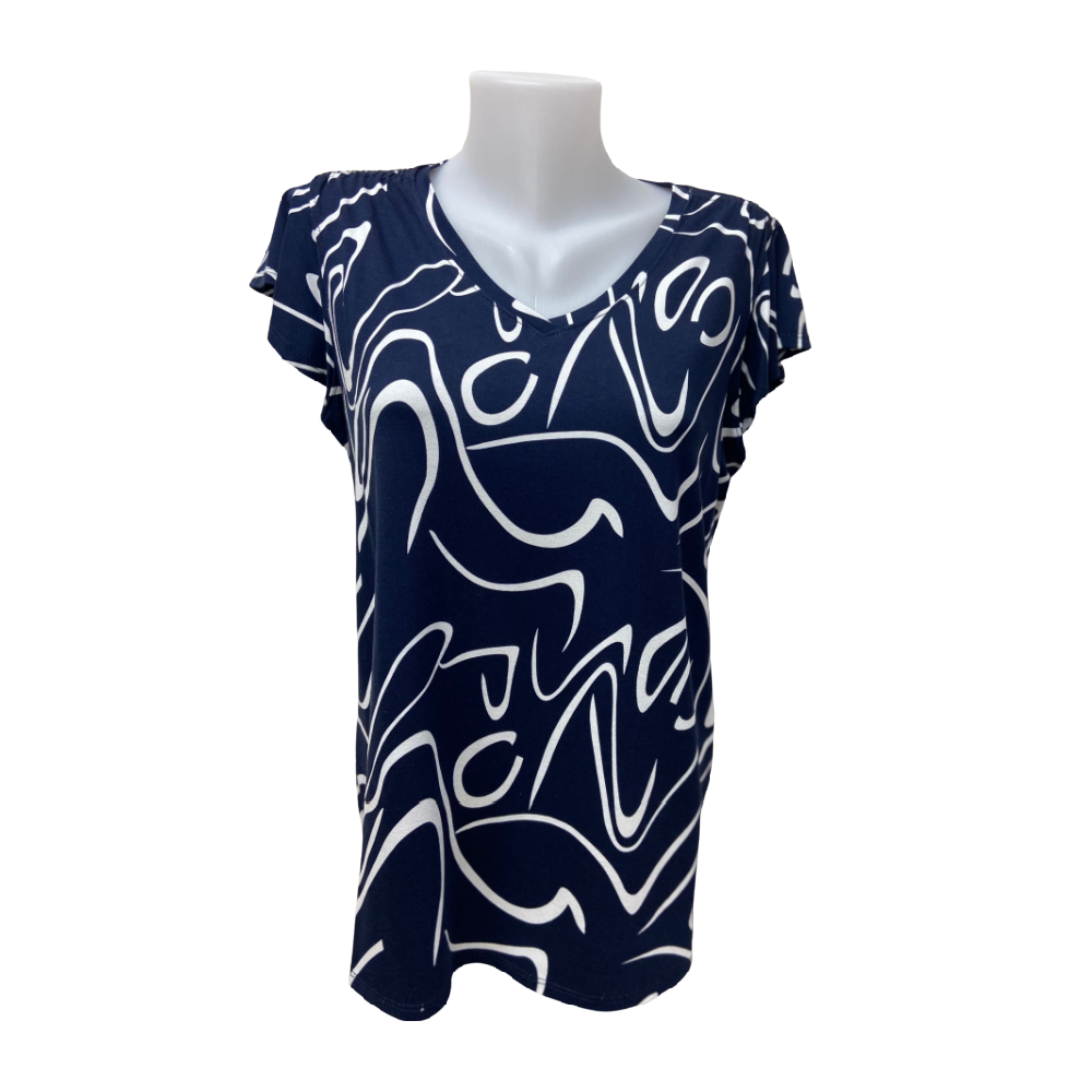 Devia Top - Navy Abstract - Battleford Boutique
