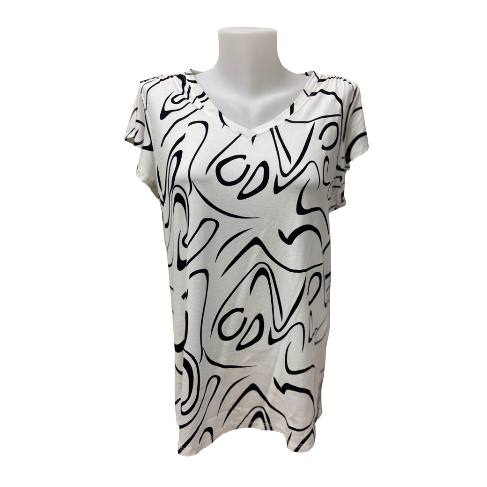 Devia Top - White Abstract - Battleford Boutique