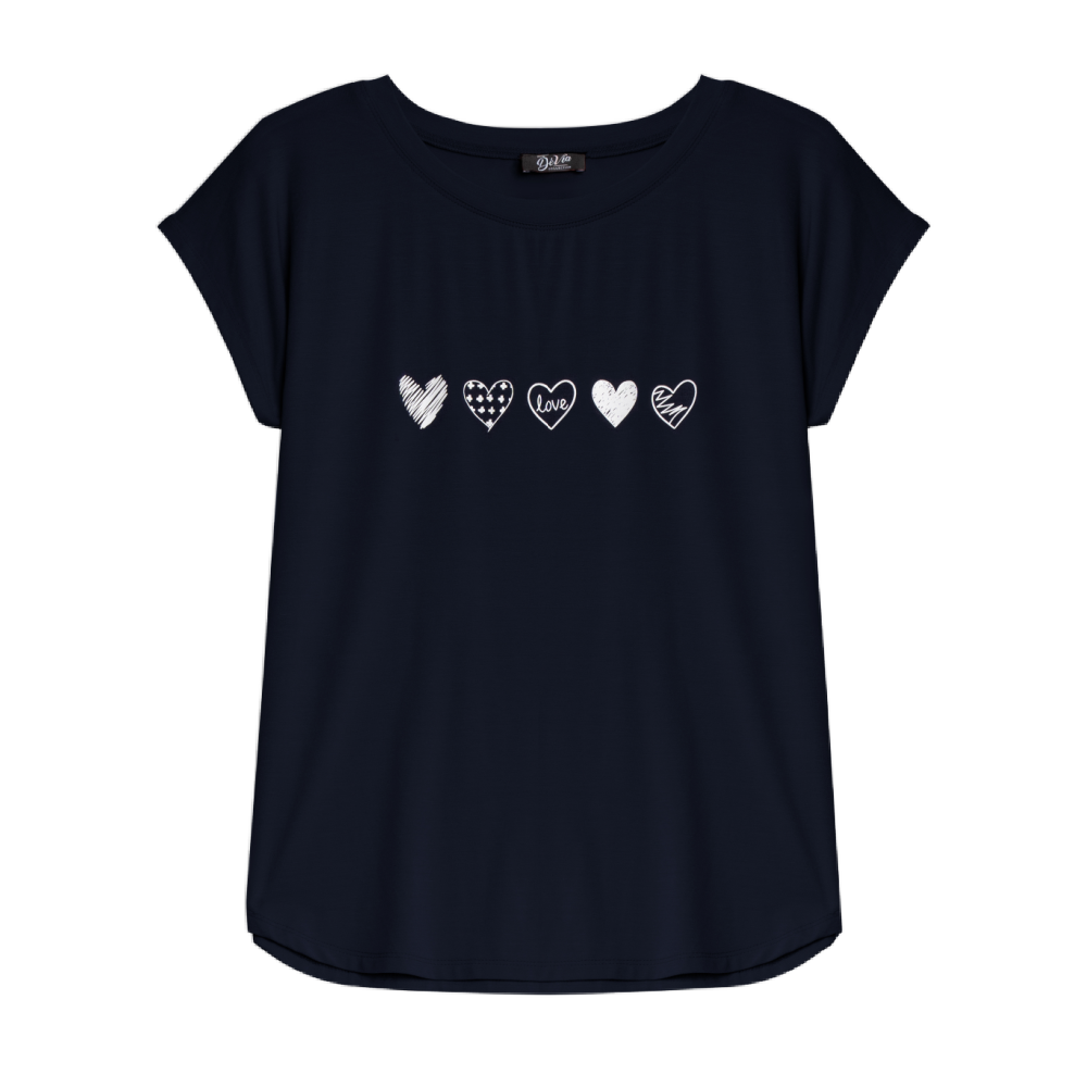 Devia Top - Navy with Hearts