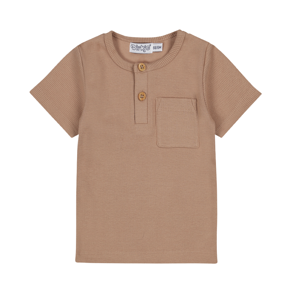 Dirkje Ribbed Henley Tee - Sand