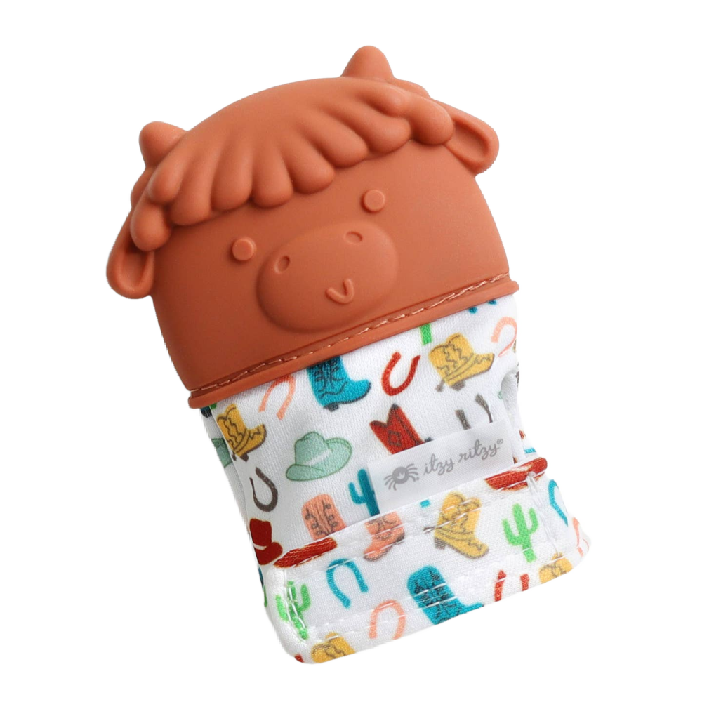 Itzy Teething Mitt Highland Cow
