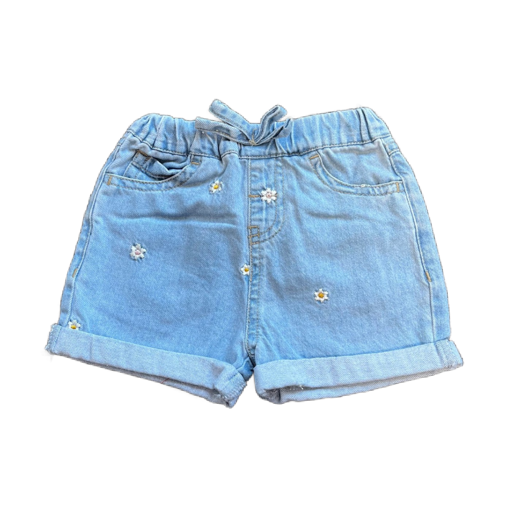 MID Denim Shorts - Daisies