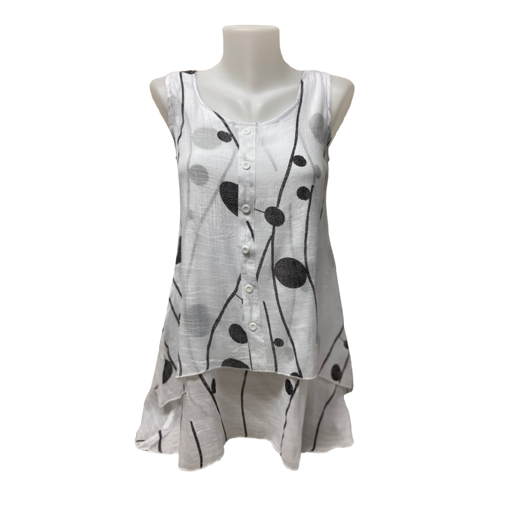 Papa Fashions Top - White Abstract - Battleford Boutique