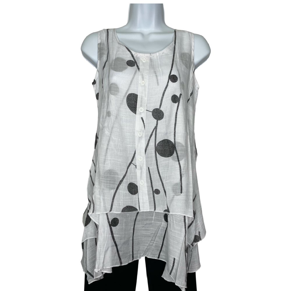Papa Fashions Top - White Abstract - Battleford Boutique