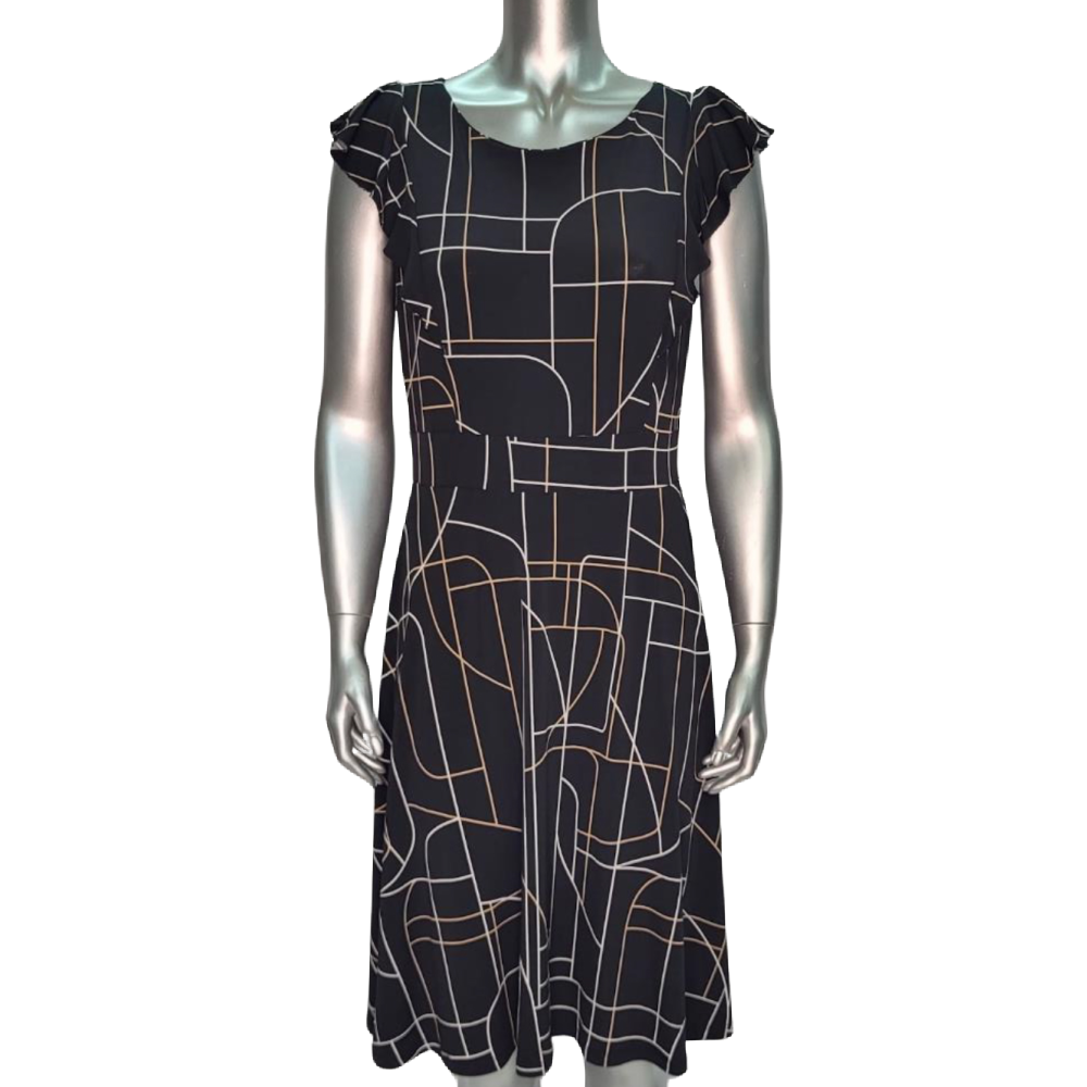 Rodan Dress - Black Geometric - Battleford Boutique