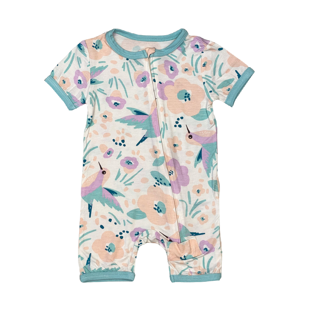 Silkberry Bamboo Romper Hummingbird Garden - Battleford Boutique