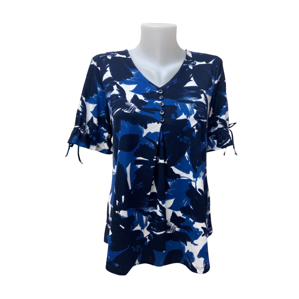 Softworks Top Blue Floral Abstract - Battleford Boutique
