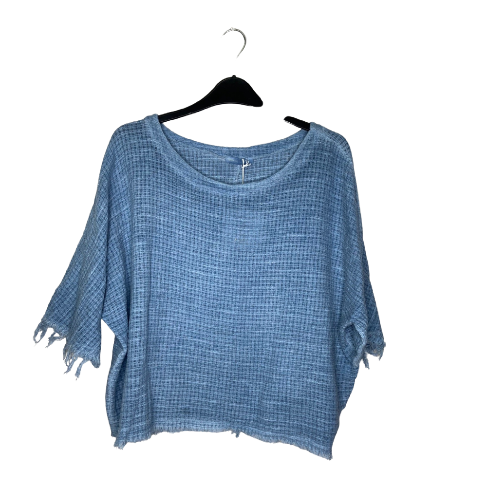 Look Mode Shirt - Linen Crop Blue