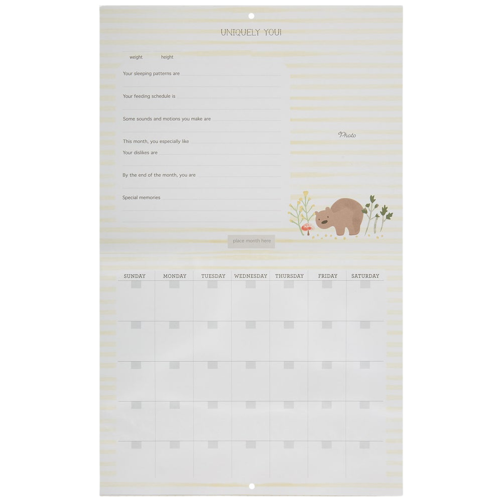 Baby's First Year Calendar - Little One Woodland - Battleford Boutique