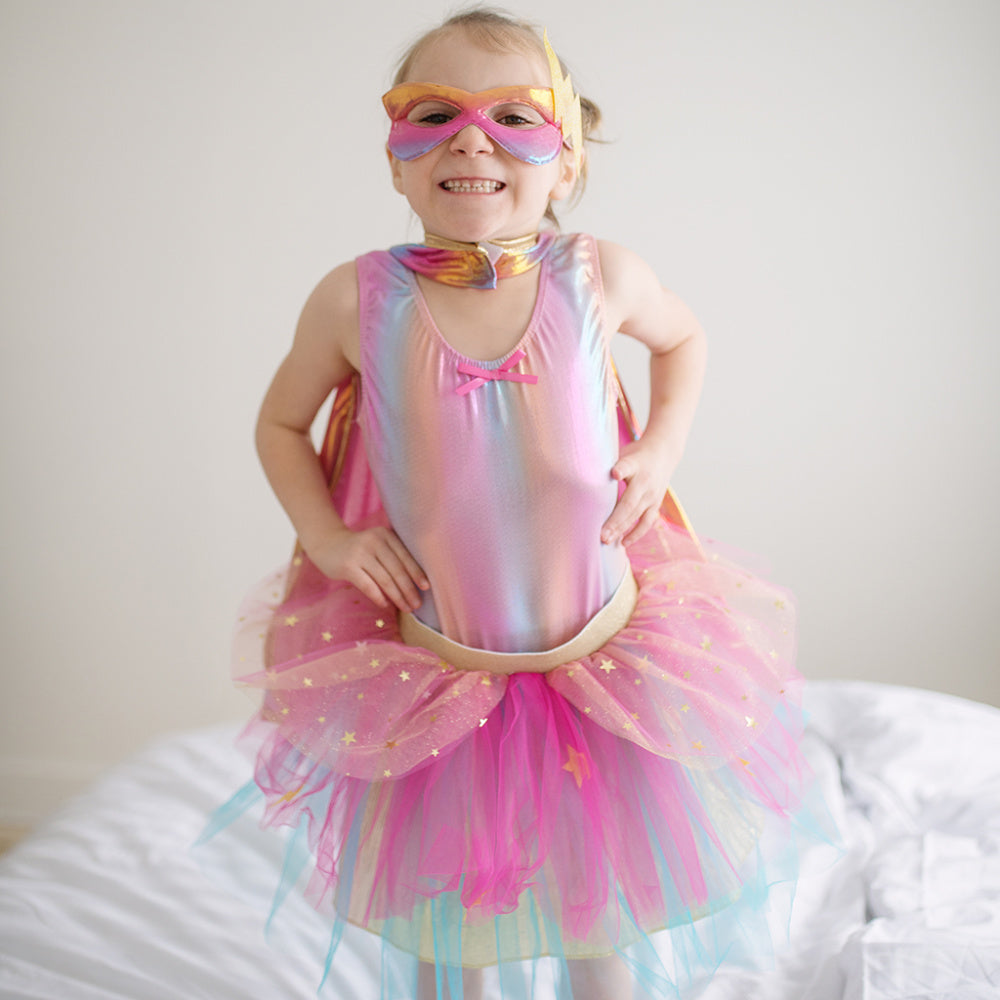 Great Pretenders - Super Duper Tutu/Cape/Mask Pink & Gold - Battleford Boutique