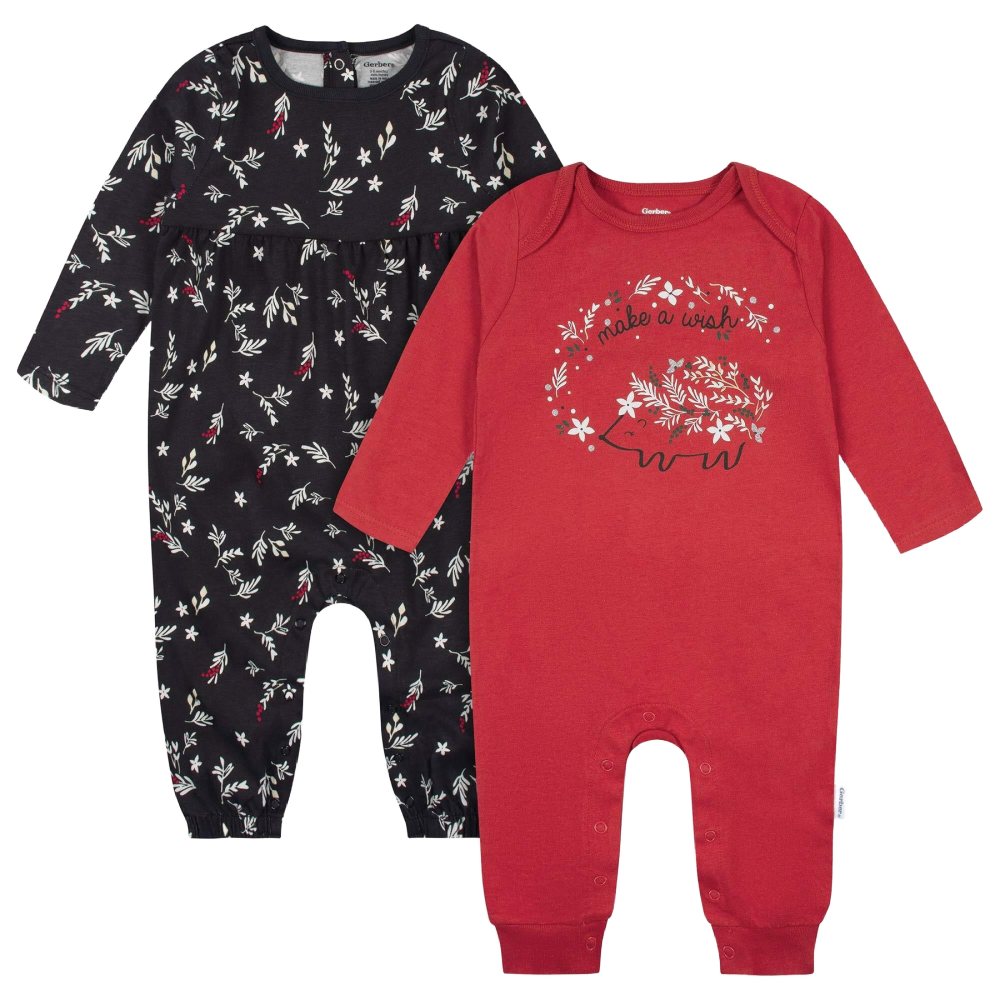 2 Pack Christmas Rompers - Girl