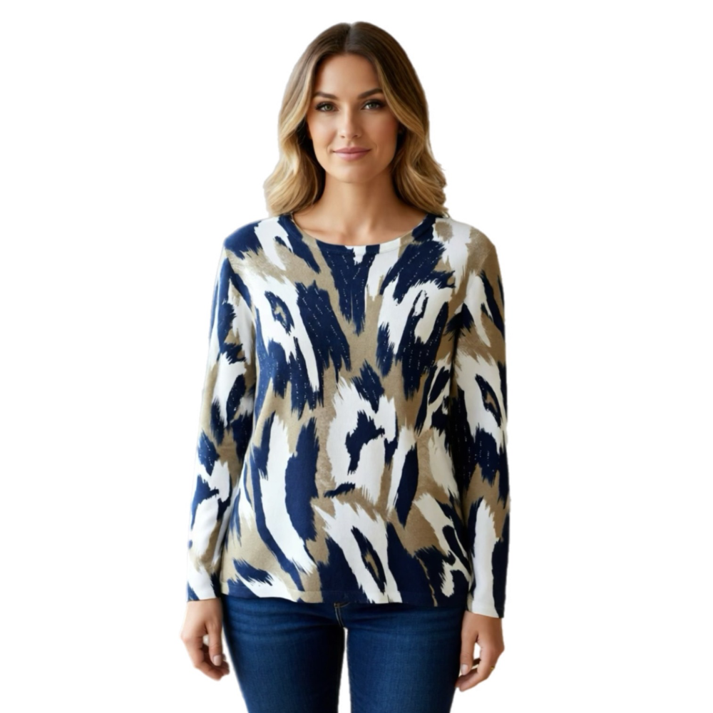 Moffi- Blue Abstract Sweater