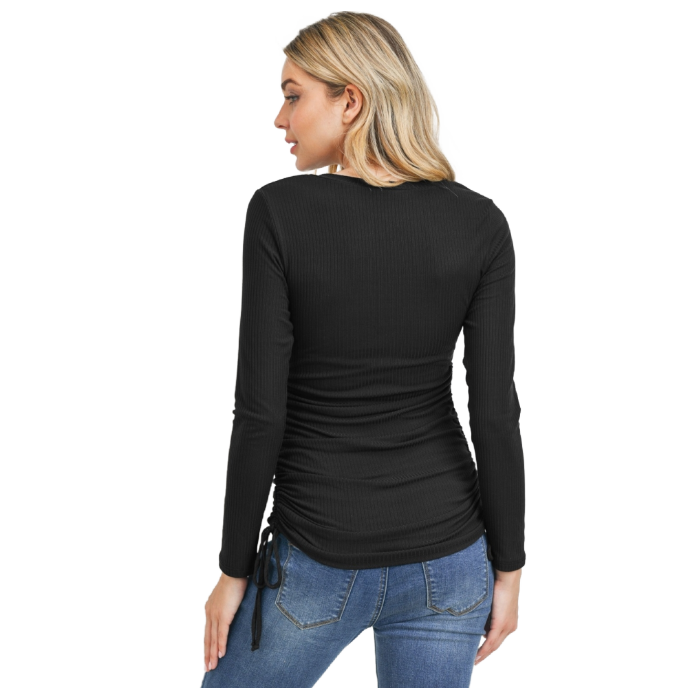 Hello Miz Ruched Maternity Top - Black
