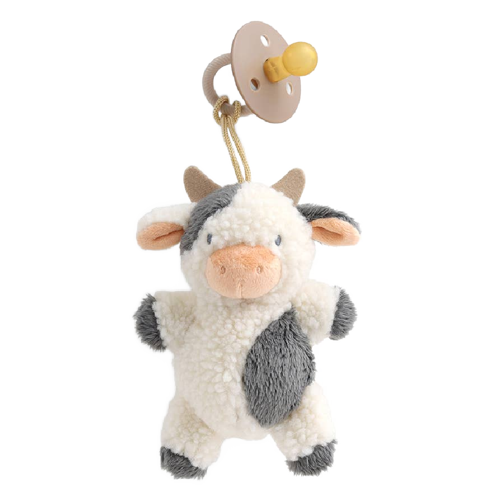 Bitzy Pal Natural Rubber Pacifier & Plush - Cow