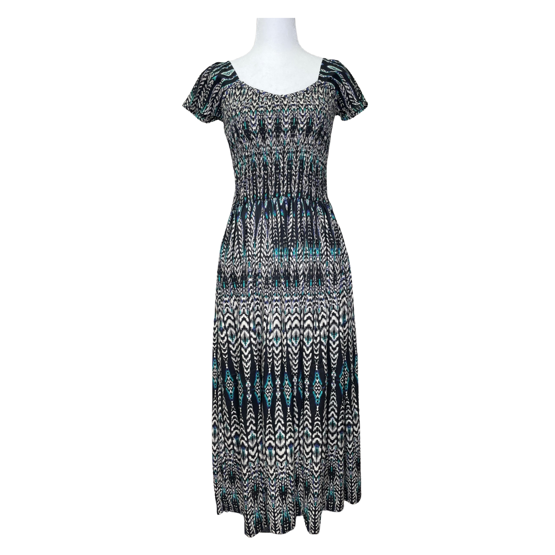 Papa Fashions Dress - Teal Abstract