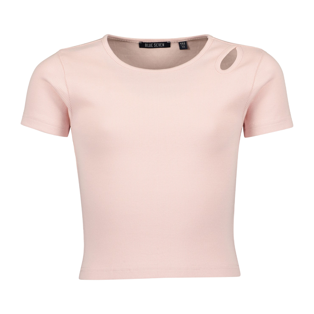 Blue 7 Ribbed Tee - Pink