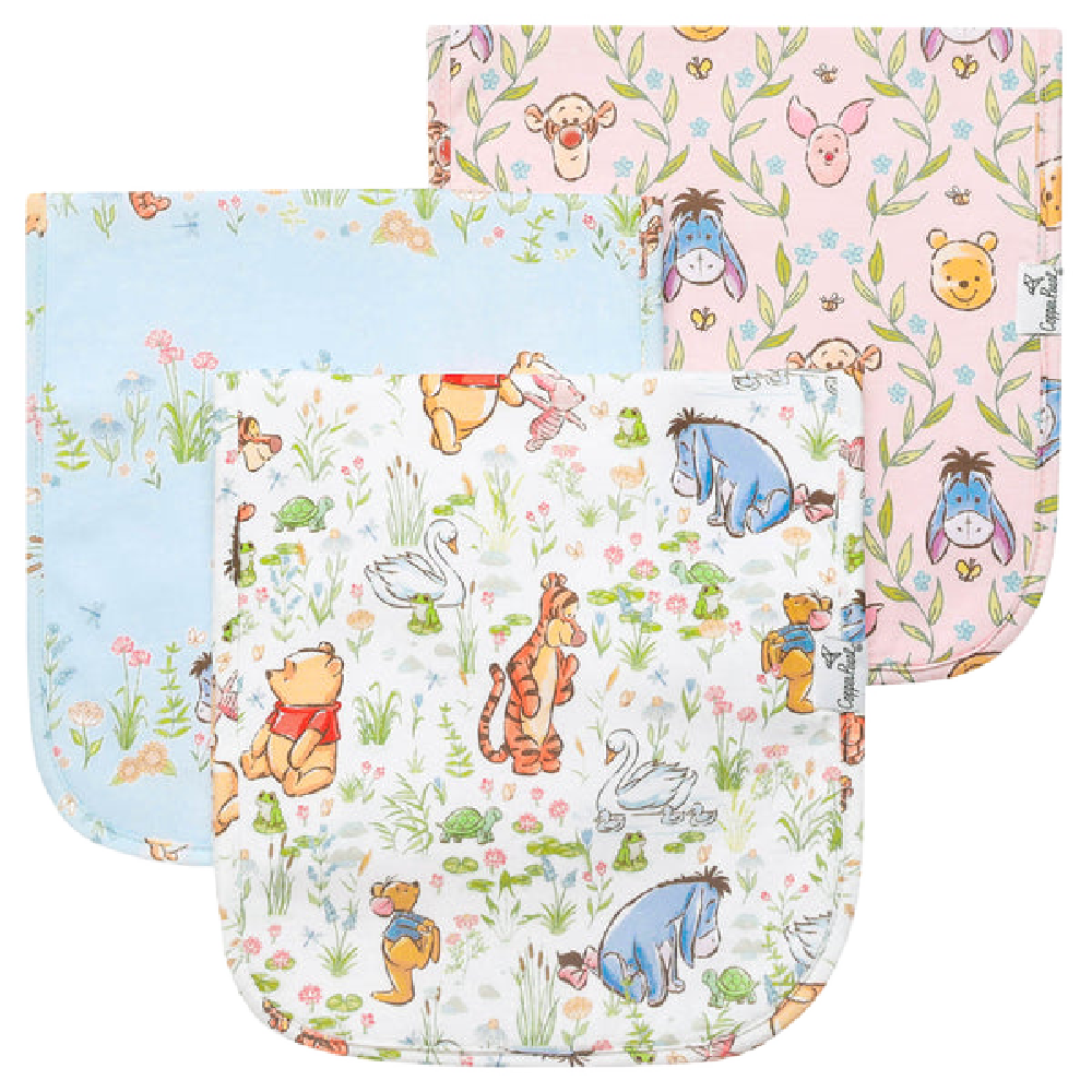 Copper Pearl Burp Cloths - Pooh Walk on the Waterside