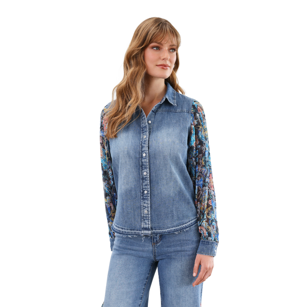 FDJ - Pleated Shambray Denim Shirt