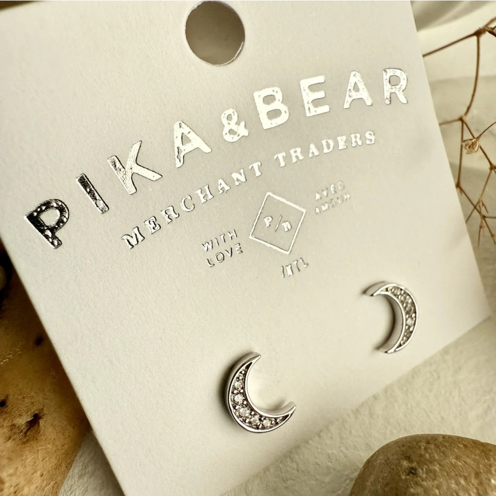 La Lune Cresent Moon Stud Earrings