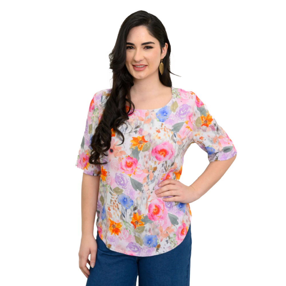 Blue Sky Liza Top - Pink Bloom