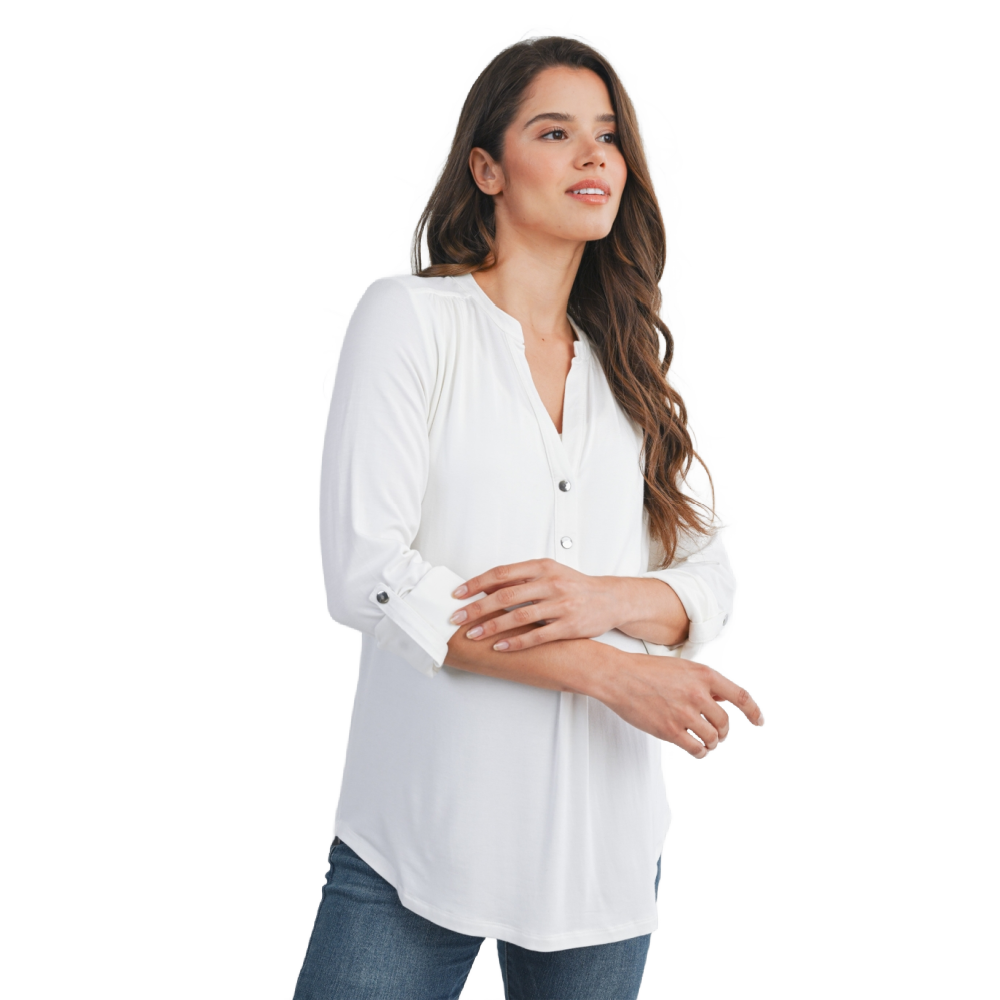 Hello Miz Henley Maternity Nursing Top - White