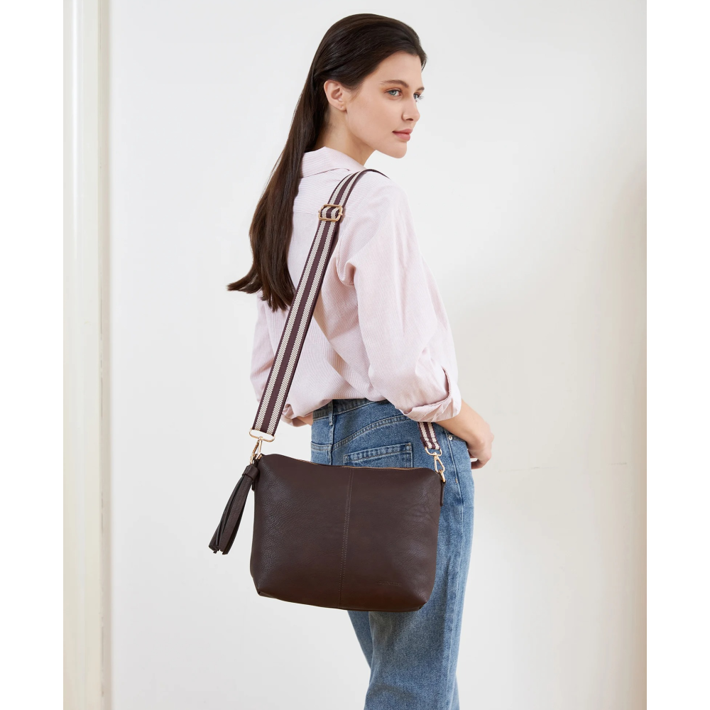 Louenhide Daisy Stripe Crossbody Bag - Chocolate