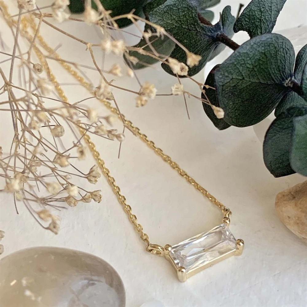 "Marseille" Baguette Charm Necklace - Gold