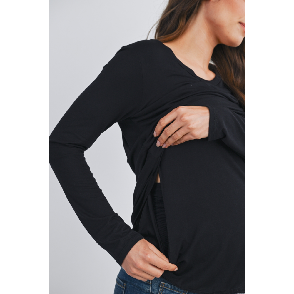 Hello Miz Maternity & Nursing Top - Black