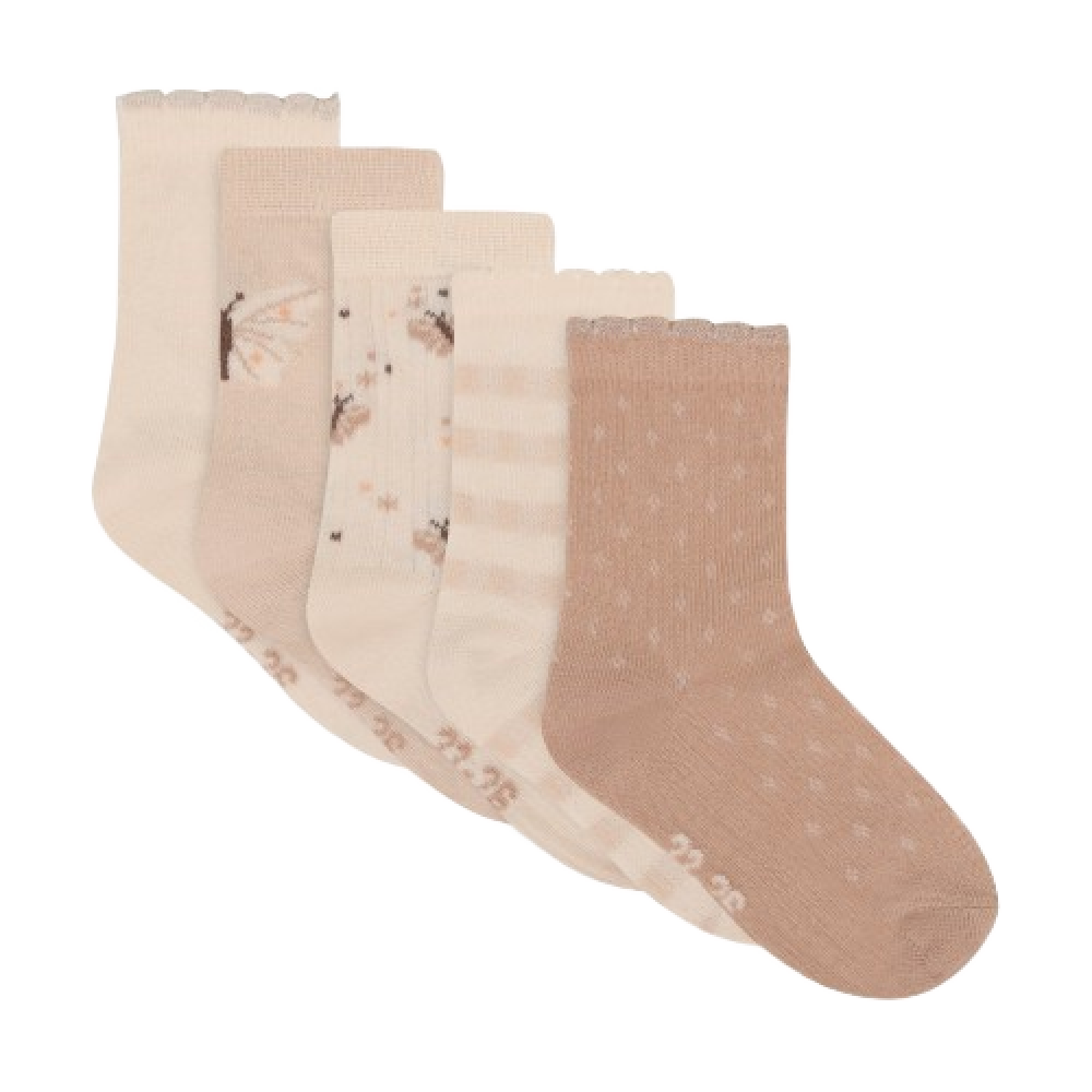 Minymo Pattern Sock - 5 Pack Blush